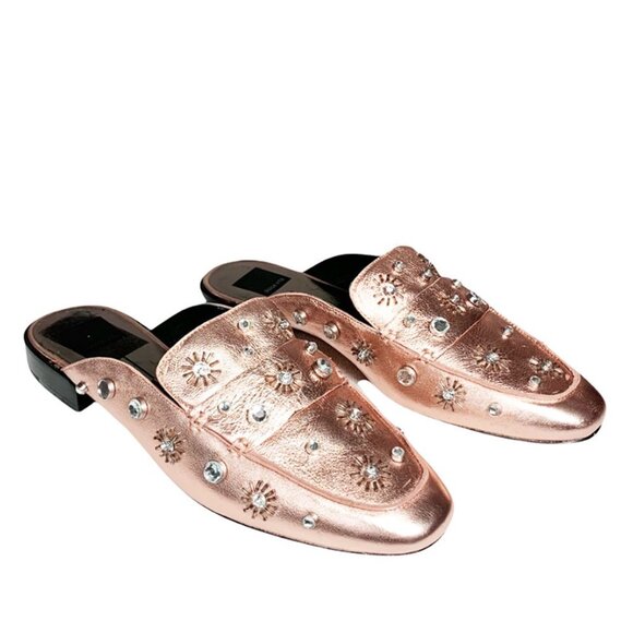 Jhenee Espadrille Metallic Gold Dolce Vita Loafer  DOLCE VITA Maura Rose Gold Studded Metallic Slip On Loafer